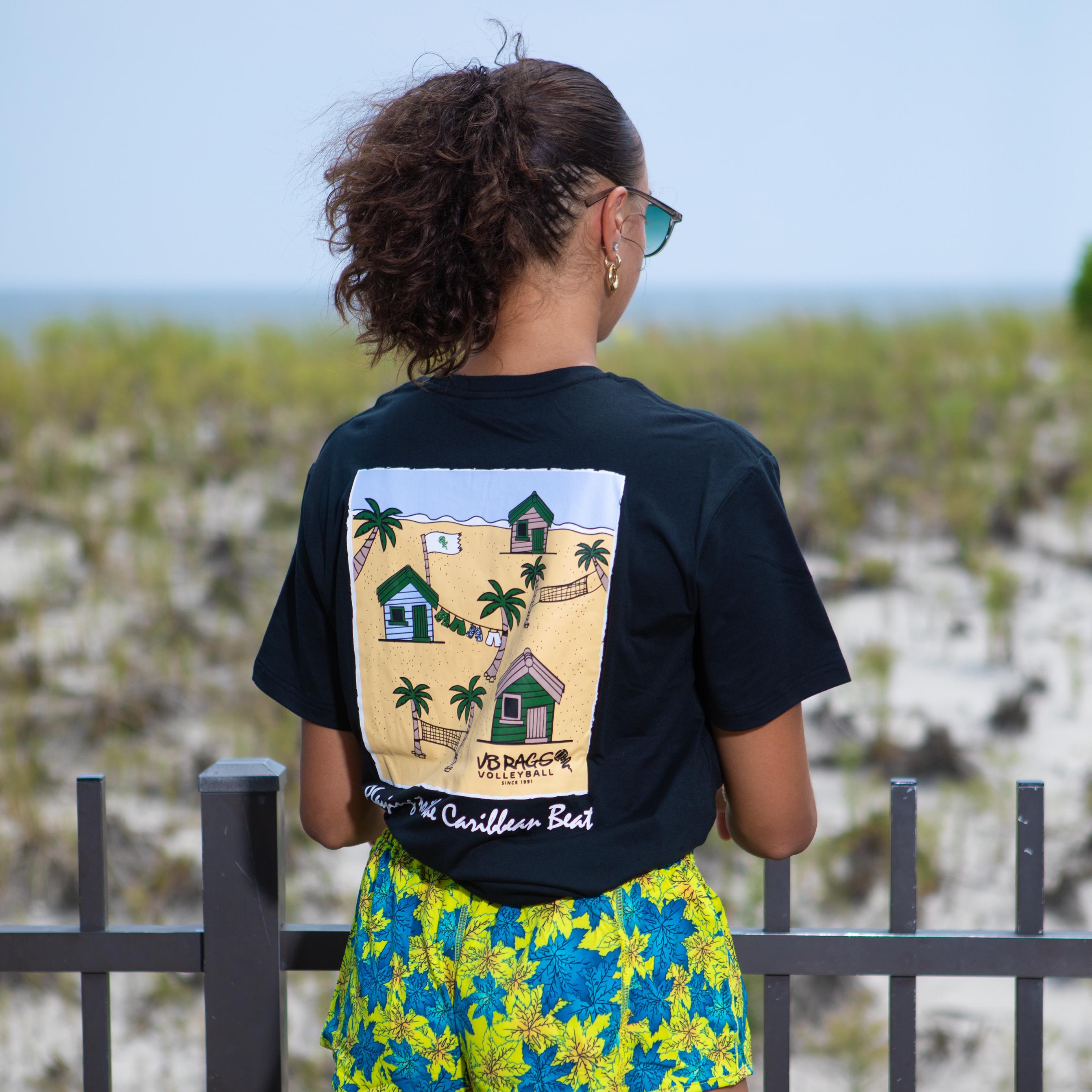 Retro Beach Scene Black – VB RAGS VOLLEYBALL
