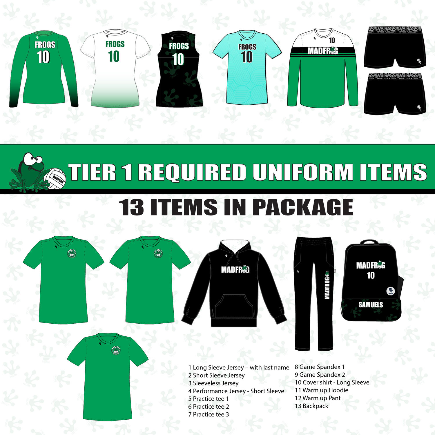MADFROG GIRLS 2025-2026 TIER 1 UNIFORM PACKAGE