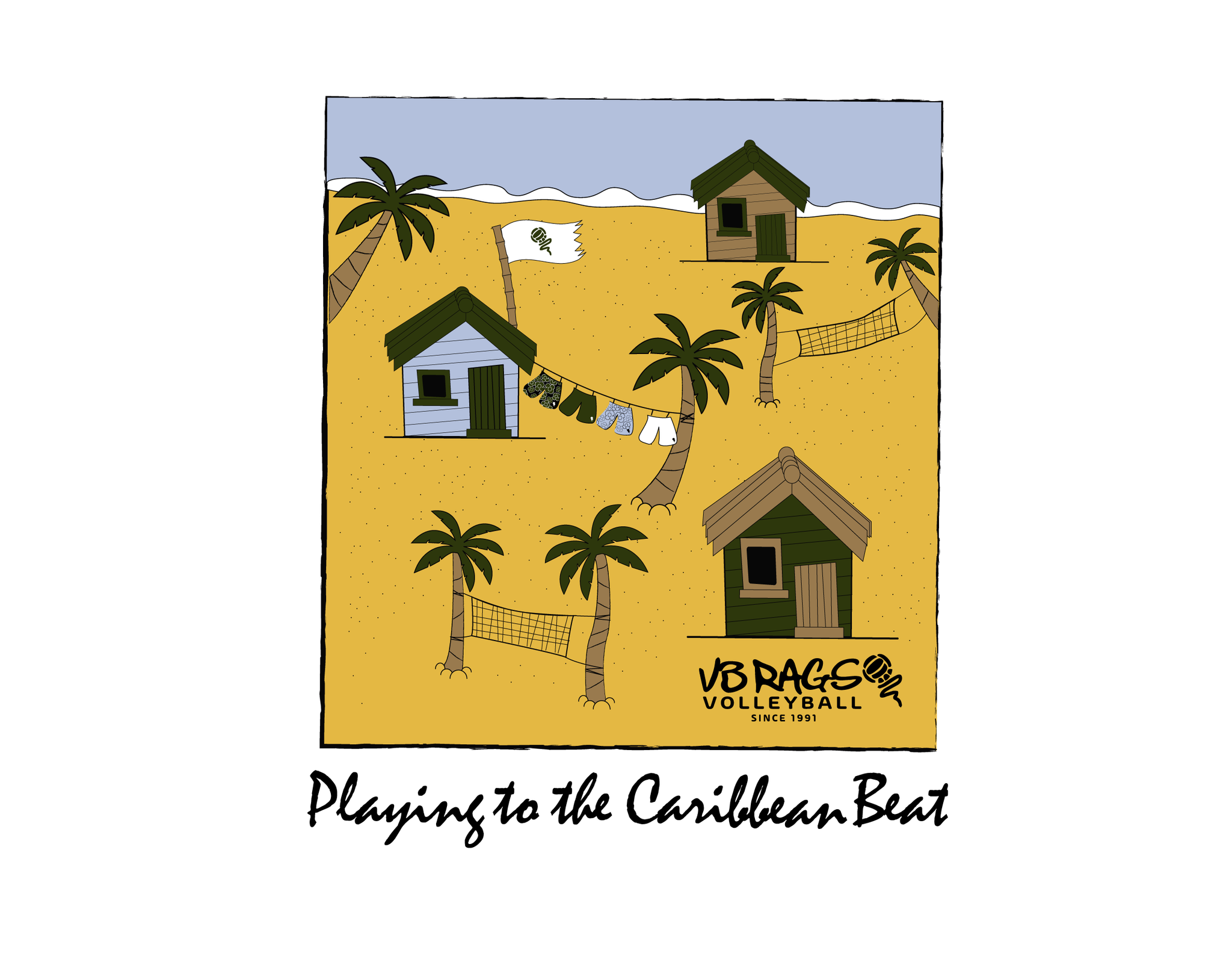 Retro Beach Scene Black – VB RAGS